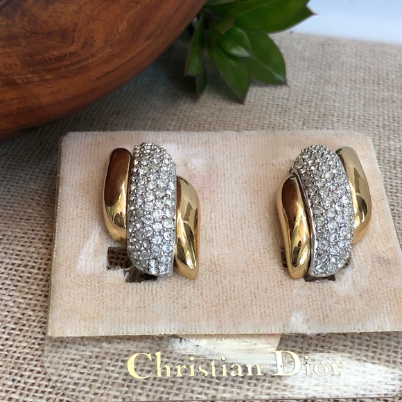 Dior Jewelry - Christian Dior Vintage Pavé Crystal Clip Earrings